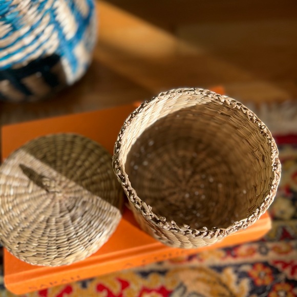 Rattan basket with lid round natural vintage - Picture 7 of 9